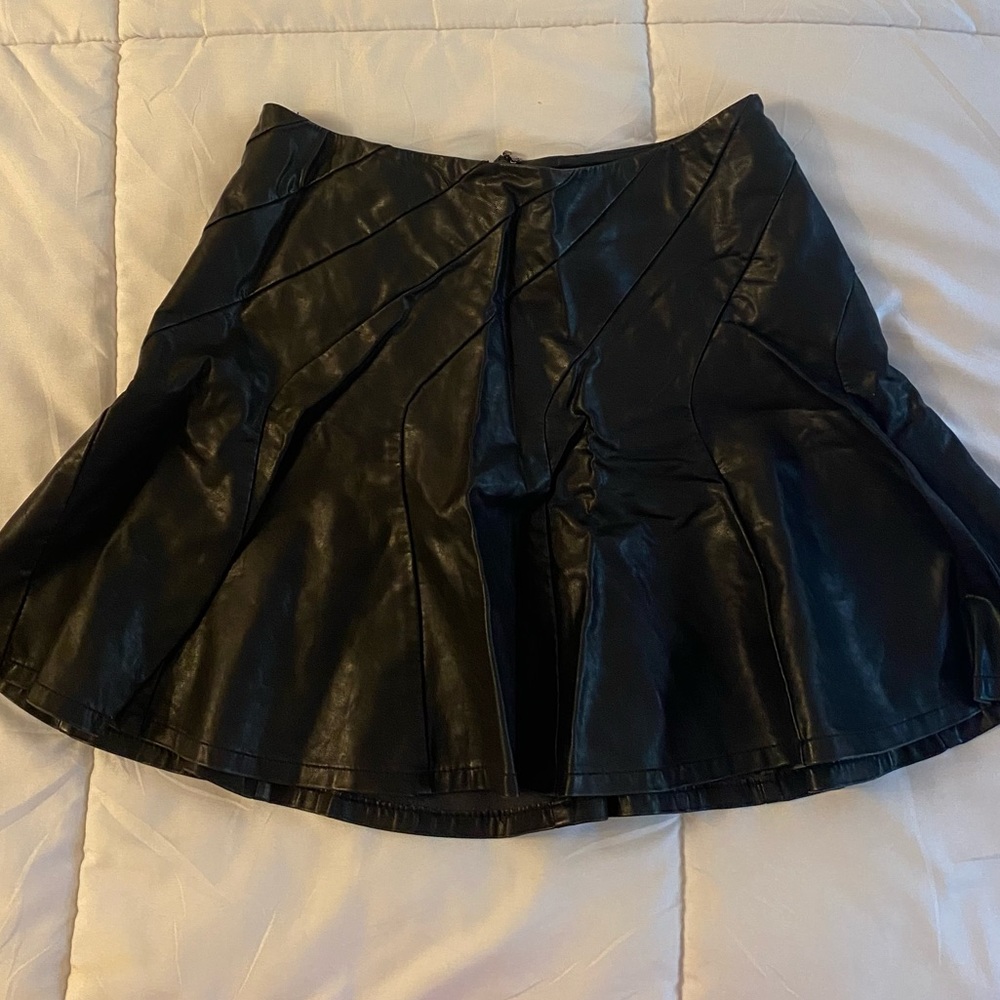 Free People Vegan Leather Skater Mini Skirt